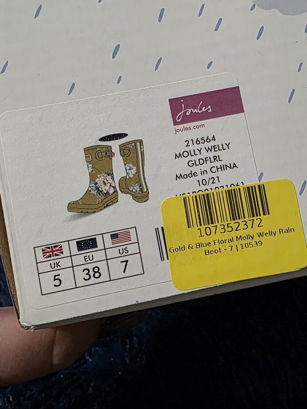 Joules Yellow Floral Women's Rain Boots - Picture 2 of 9